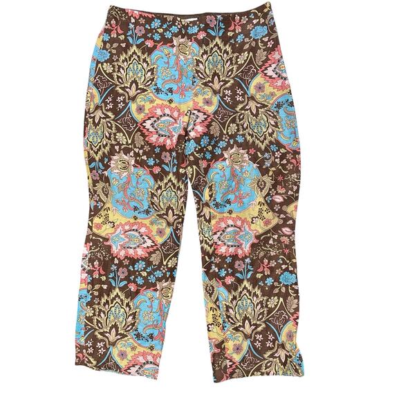 Ann Taylor Loft Linen Silk Paisley Capri Pants size 12 - Picture 1 of 7
